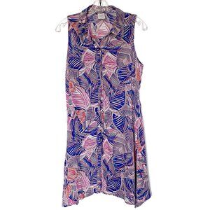 Cupio a-line, sleeveless, multicolored, button-front dress
